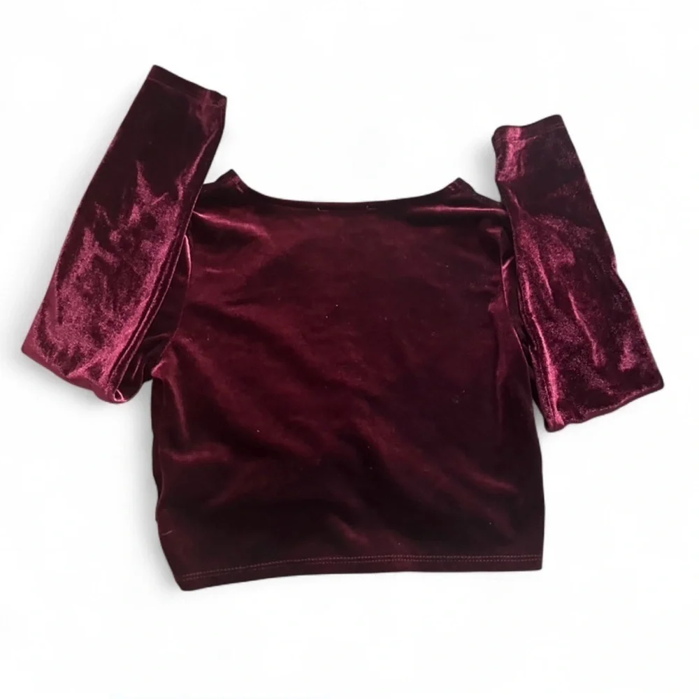 Knitworks Velvet Burgundy Crop Top